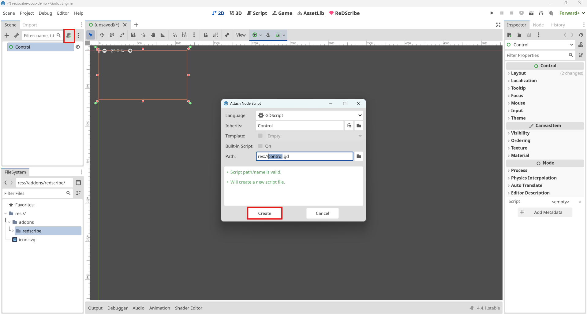Attach a GDScript